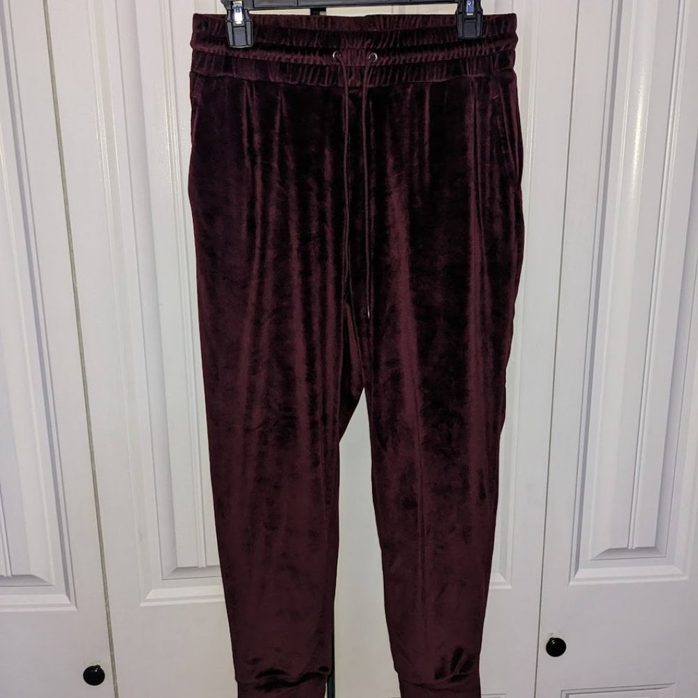 BCG Maroon Velour Jogger Athletic Sweatpants Womens M